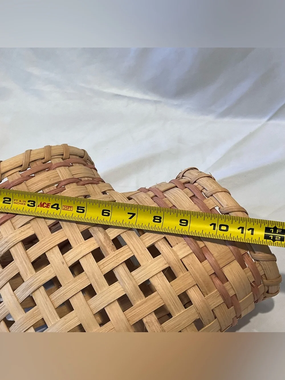 Vintage Woven Heart Wall Basket Double Pocket Cottagecore Decor